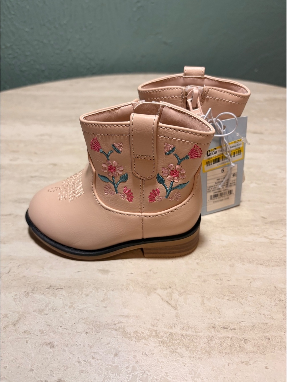 Size 5C Cat & Jack Girls' Pink Embroidered Cowboy Boots Size 5